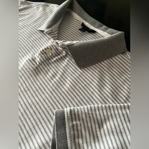 BANANA REPUBLIC Gray/White Stripe Thick Cotton Polo sz XLarge
